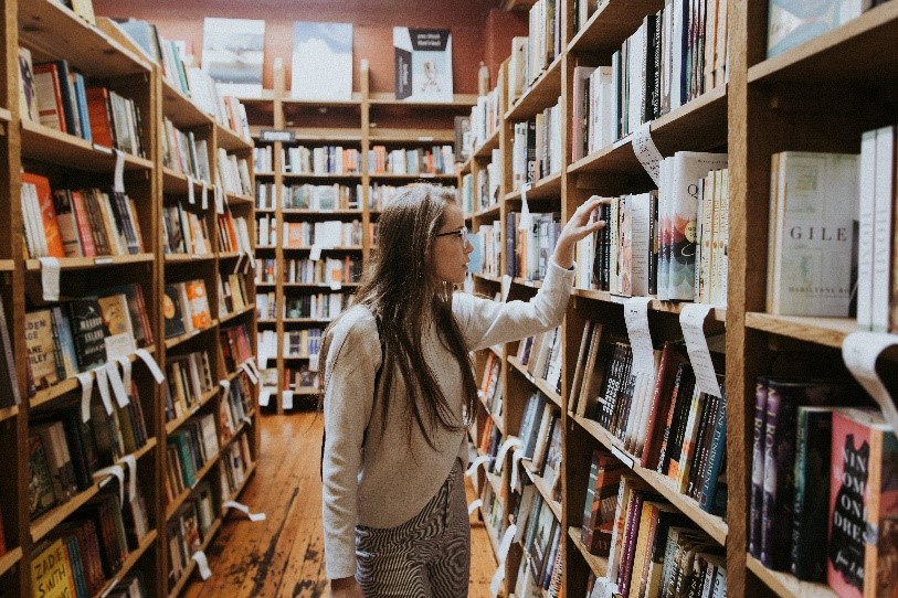 person in a library